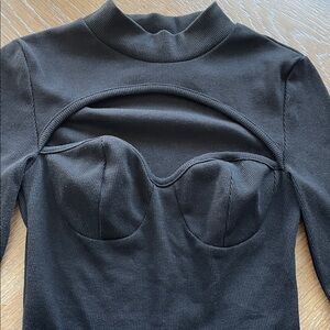 Shein Long Sleeve Cutout Crop Top